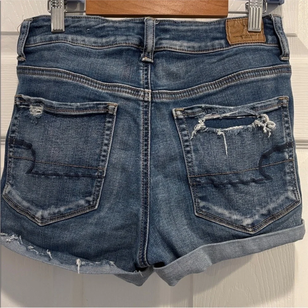 American Eagle Outfitters Blue Distressed Jean Shorts